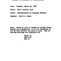 Announcements, 1970-03-10. ...