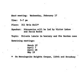 Announcements, 1970-02-17. ...
