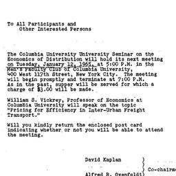 Announcements, 1964-12-29. ...