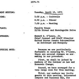 Announcements, 1975-04-15. ...