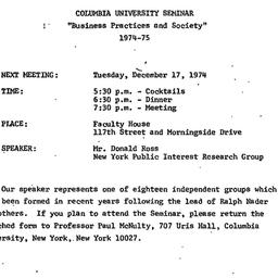 Announcements, 1974-12-17. ...