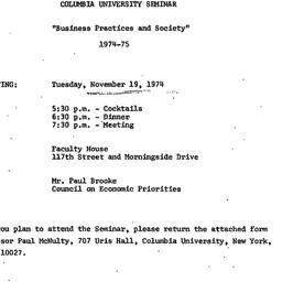 Announcements, 1974-11-19. ...
