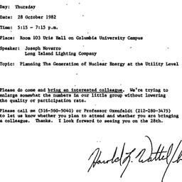 Announcements, 1982-10-19. ...