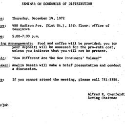 Announcements, 1972-12-14. ...