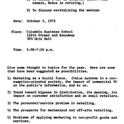 Announcements, 1972-10-03. ...