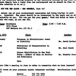 Announcements, 1973-02-01. ...
