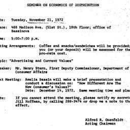 Announcements, 1972-11-21. ...