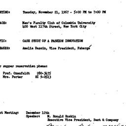 Announcements, 1967-11-21. ...