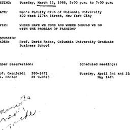 Announcements, 1968-03-12. ...