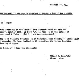 Announcements, 1977-10-14. ...