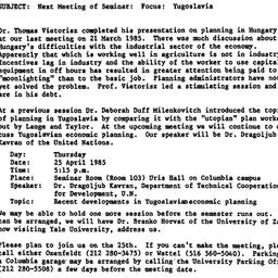 Announcements, 1985-04-10. ...