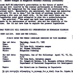 Announcements, 1985-03-15. ...