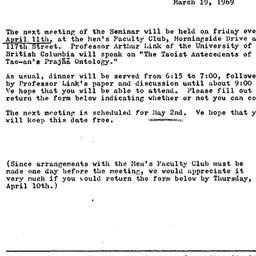 Announcements, 1969-04-11. ...