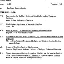 Schedules, Asian Thought an...