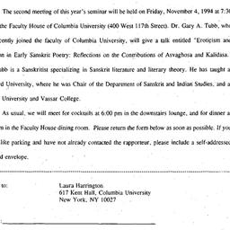 Announcements, 1994-11-04. ...