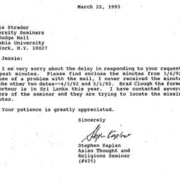 Correspondence, 1993-03-22....