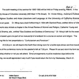 Announcements, 1993-04-02. ...