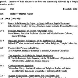 Schedules, Asian Thought an...