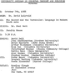 Minutes, 1988-10-07. Asian ...