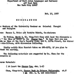 Announcements, 1967-03-03. ...