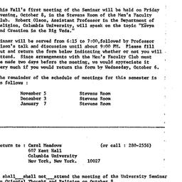 Announcements, 1971-10-08. ...