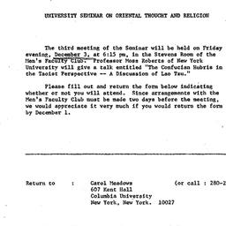 Announcements, 1971-12-03. ...