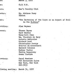 Minutes, 1972-03-03. Asian ...
