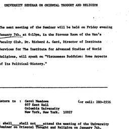 Announcements, 1972-01-07. ...