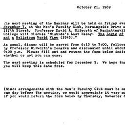 Announcements, 1969-11-07. ...
