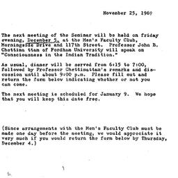 Announcements, 1969-12-05. ...