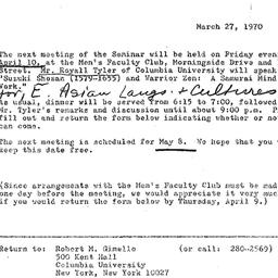 Announcements, 1970-04-10. ...