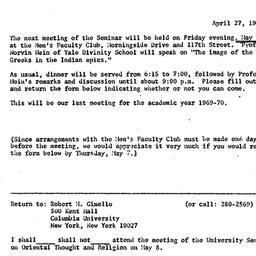 Announcements, 1970-05-08. ...