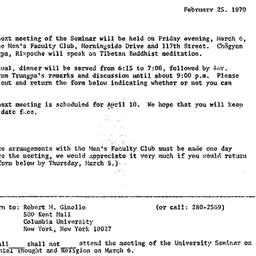Announcements, 1970-03-06. ...