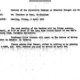Announcements, 1965-04-09. ...