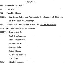 Minutes, 1982-12-03. Asian ...