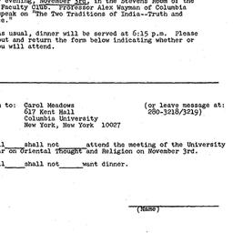 Announcements, 1972-11-03. ...