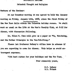 Announcements, 1968-01-12. ...