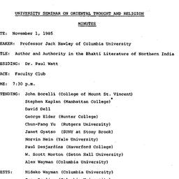 Minutes, 1985-11-01. Asian ...