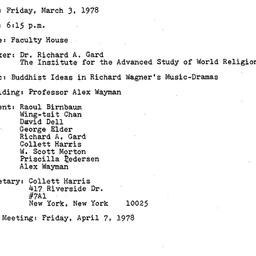 Minutes, 1978-03-03. Asian ...