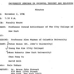 Minutes, 1984-11-02. Asian ...