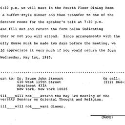 Announcements, 1985-05-03. ...