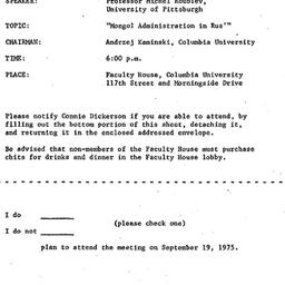 Announcements, 1975-09-19. ...