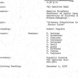 Minutes, 1978-10-27. Slavic...