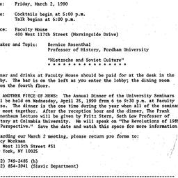Announcements, 1990-02-16. ...