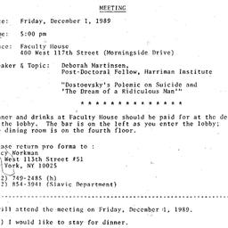 Announcements, 1989-11-17. ...