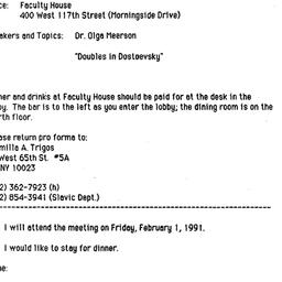 Announcements, 1991-01-15. ...