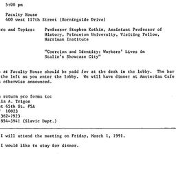 Announcements, 1991-02-15. ...