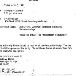 Announcements, 1991-03-11. ...