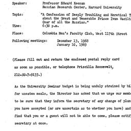 Announcements, 1968-11-08. ...
