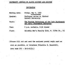 Announcements, 1969-05-09. ...